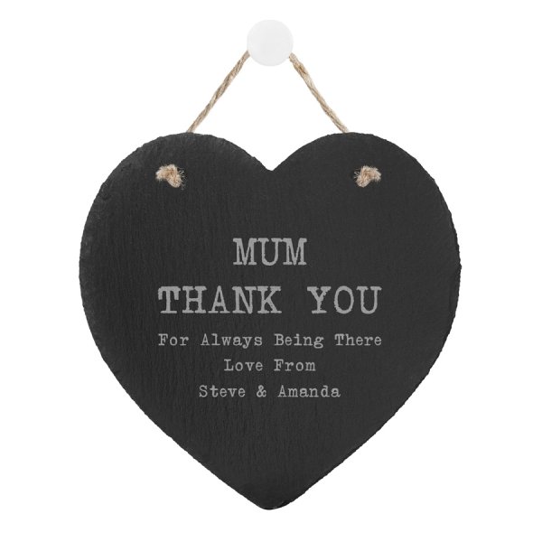 Personalised Rustic Slate Heart - Thank You