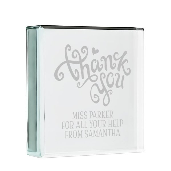 Thank You Engraved Glass Keepsake 