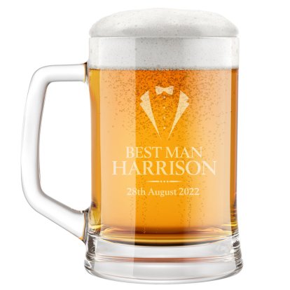 Best Man's Engraved Wedding Beer Tankard