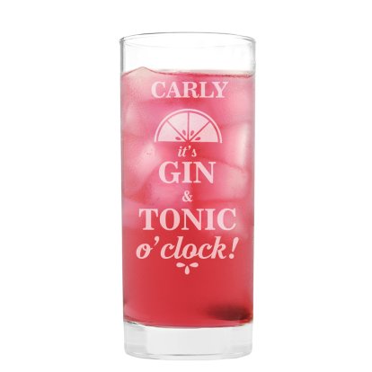 Engraved Hi Ball Glass - G & T O'Clock