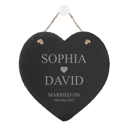 Engraved Large Heart Motif Slate Heart