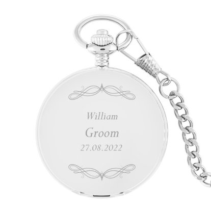 Engraved Pocket Watch - Groom Swirl