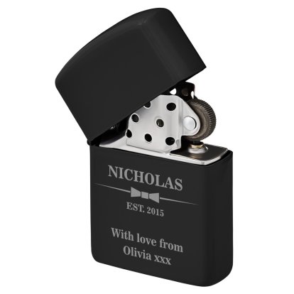 Personalised Black Lighter - Bow Tie Design