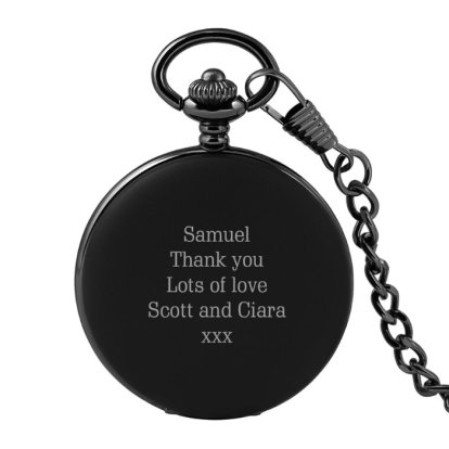 Personalised Black Pocket Watch - Message 