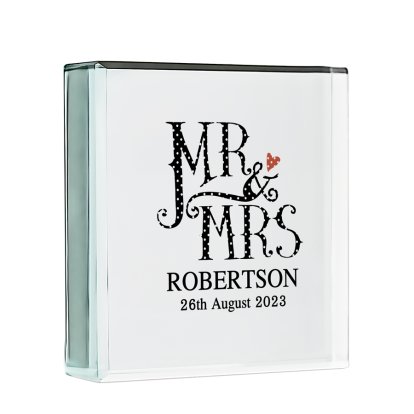 Personalised Dotty Mr and Mrs Glass Keepsake