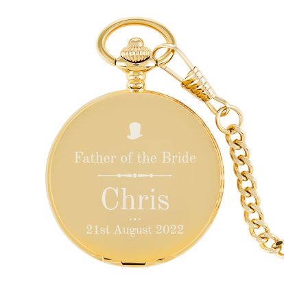 Personalised Fob Pocket Watch - Wedding Top Hat 