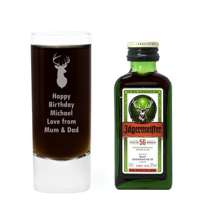 Personalised Shot Glass & Jagermeister Set