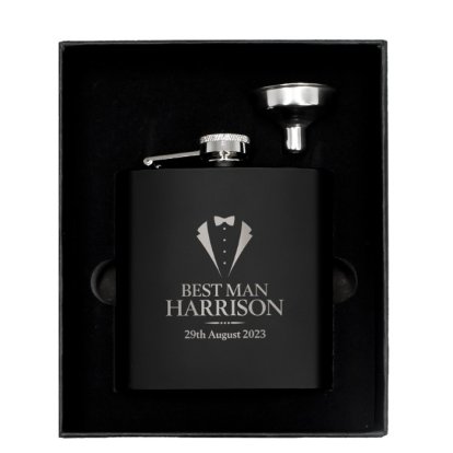 Personalised Wedding Black Hip Flask