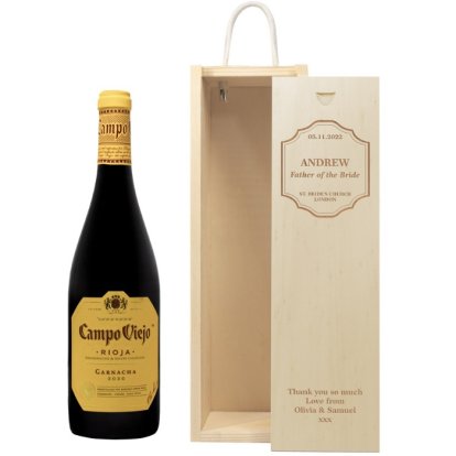 Personalised Wooden Wine Box - Classic Wedding